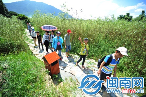 踏青石板上,游走美麗鄉(xiāng)村,小記者流連忘返